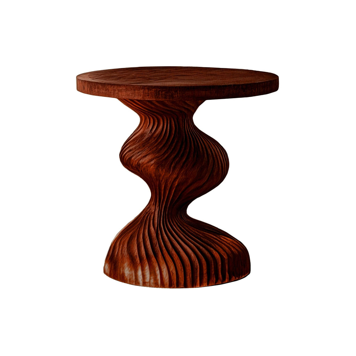 Waveline Sculpted Solid Wood Bedside Table