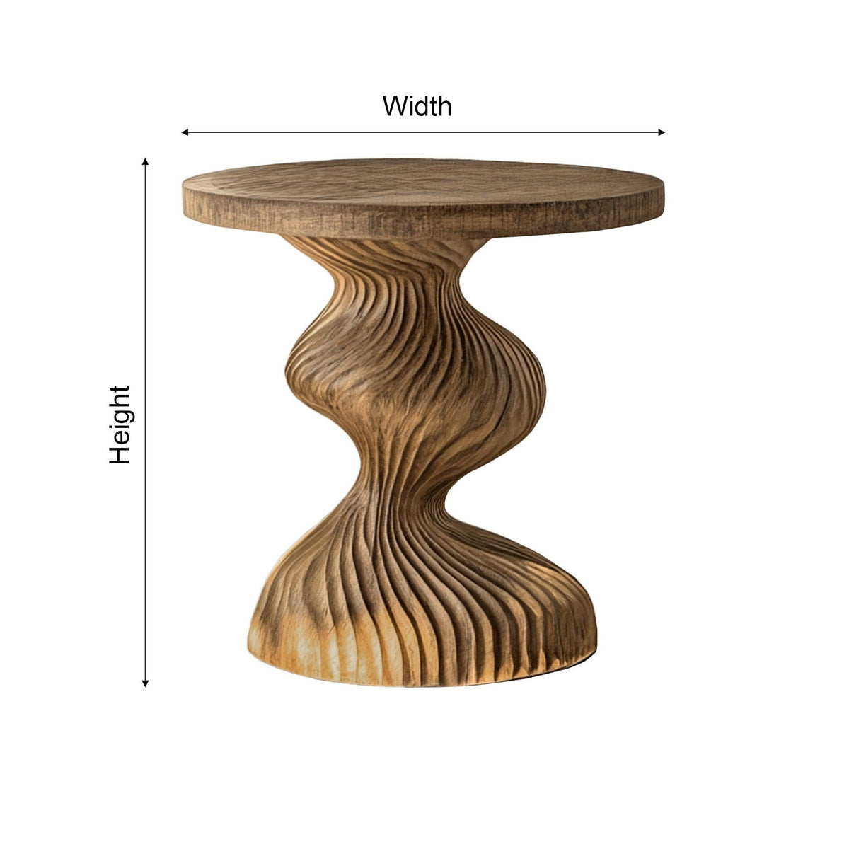 Waveline Sculpted Solid Wood Bedside Table