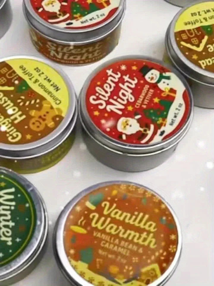 Wax Candle Set with 4 Christmas Scents and Gift Packaging