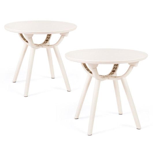 Weather-Resistant Circular Small End Table for Poolside and Balcony-set of 2
