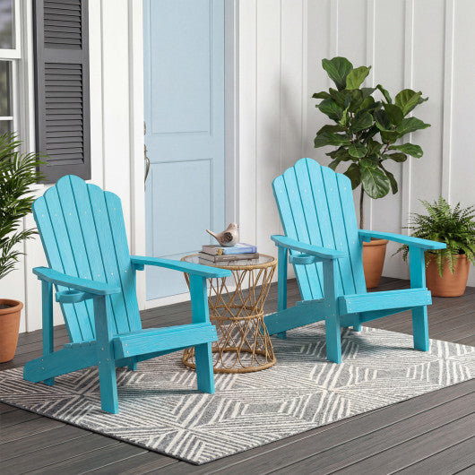 Weather Resistant HIPS Outdoor Adirondack Chair with Cup Holder-Turquoise