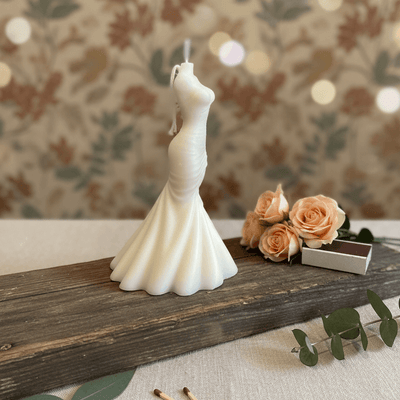 Wedding Dress Candle | Sculptural Soy Wax Bridal Gift