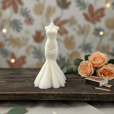 Wedding Dress Candle | Sculptural Soy Wax Bridal Gift
