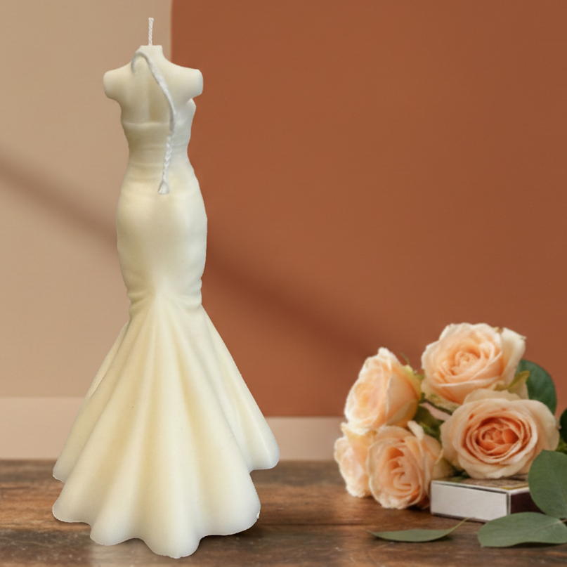 Wedding Dress Candle | Sculptural Soy Wax Bridal Gift