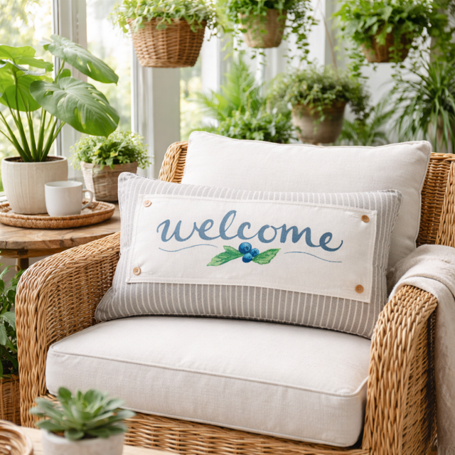 PILLOW ONLY (with fluffy insert): Galvinized Charcoal/Cream Farm Stripes: RECTANGLE CREAM/ DARK CHARCOALSTRIPES PILLOW (with insert)