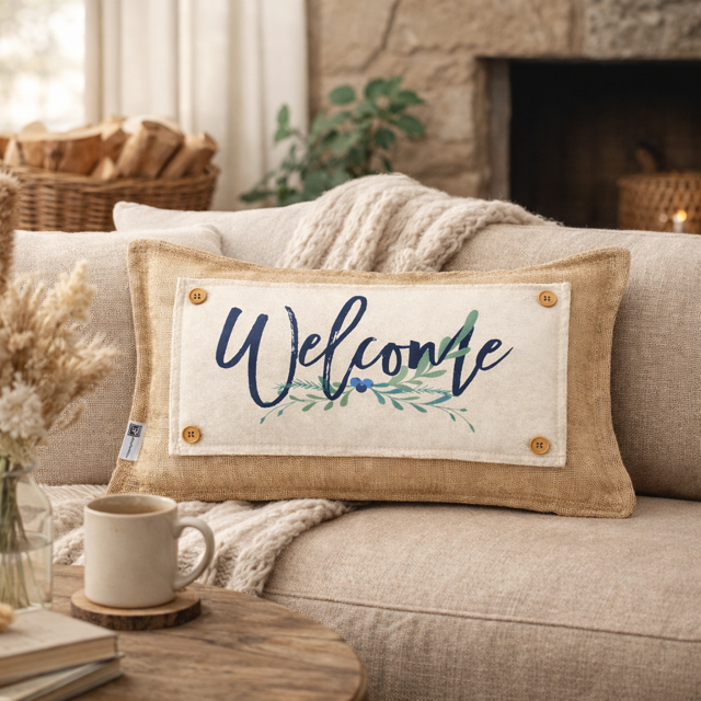 PILLOW ONLY (with fluffy insert): Country Idaho Potato Sack Burlap: RECTANGLE BURLAP PILLOW (with insert)