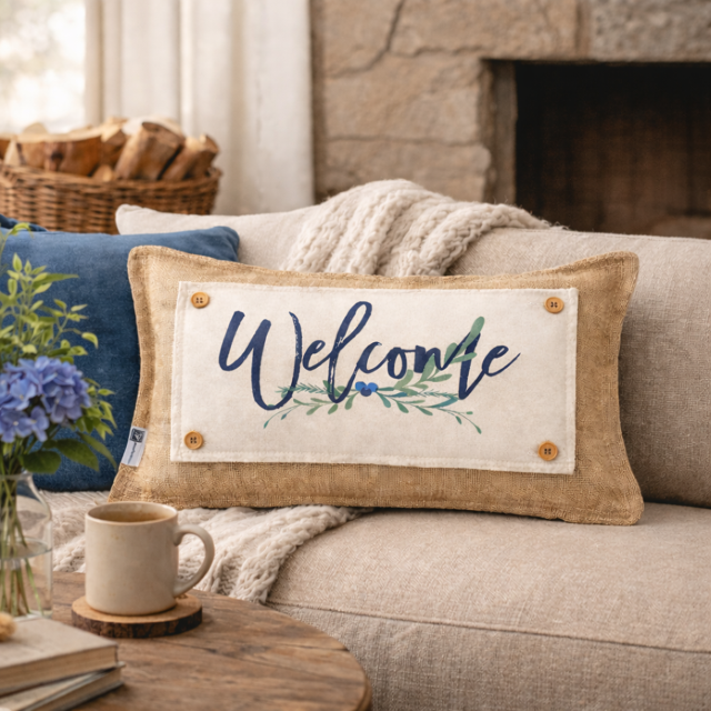 PILLOW ONLY (with fluffy insert): Country Idaho Potato Sack Burlap: RECTANGLE BURLAP PILLOW (with insert)