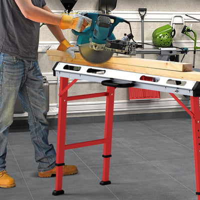 42 Inches x 21 Inches Welding Table with Adjustable Height and 2 Bar Clamps-Silver