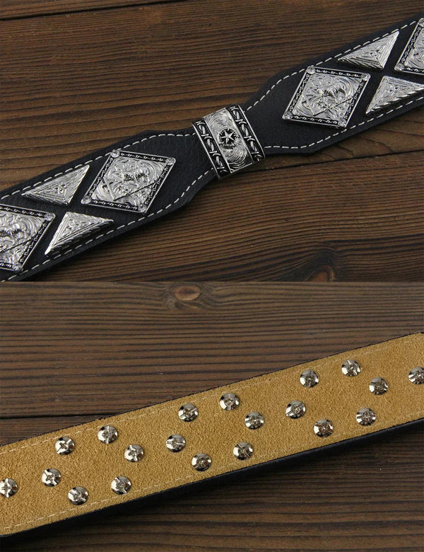 TOPACC Western Super Concho Horse Cross Sword Black Country Belts Genuine Leather - Gifts for You 'n Me