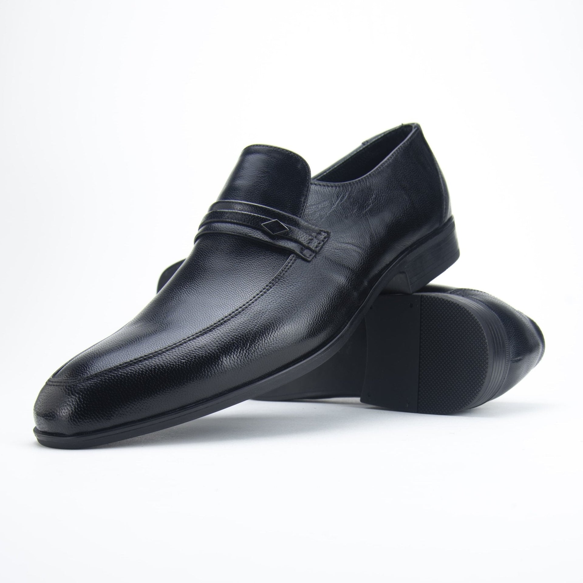Iconyo -  Classic Black Leather Loafers for Men (signature)