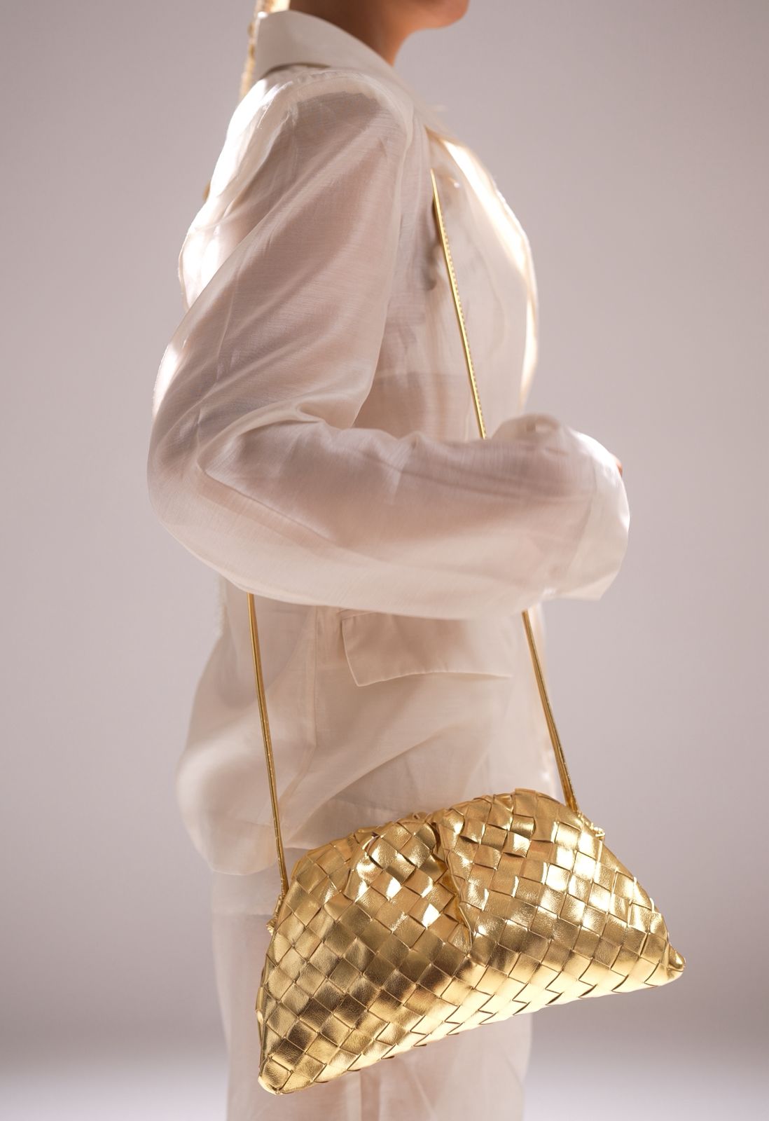 The Solis Woven Luxe Shoulder Bag