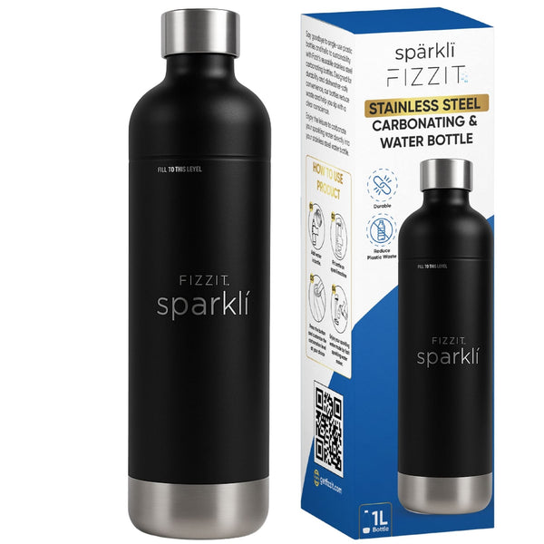 FIZZIT™ Stainless Steel Carbonation Bottle and Water Bottle | Compatible With Philips Carbonation Soda Maker and Aarke Soda Makers, Dishwasher Safe