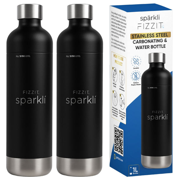 FIZZIT™ Stainless Steel Carbonation Bottle and Water Bottle | Compatible With Philips Carbonation Soda Maker and Aarke Soda Makers, Dishwasher Safe