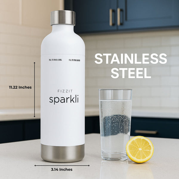 FIZZIT™ Stainless Steel Carbonation Bottle and Water Bottle | Compatible With Philips Carbonation Soda Maker and Aarke Soda Makers, Dishwasher Safe