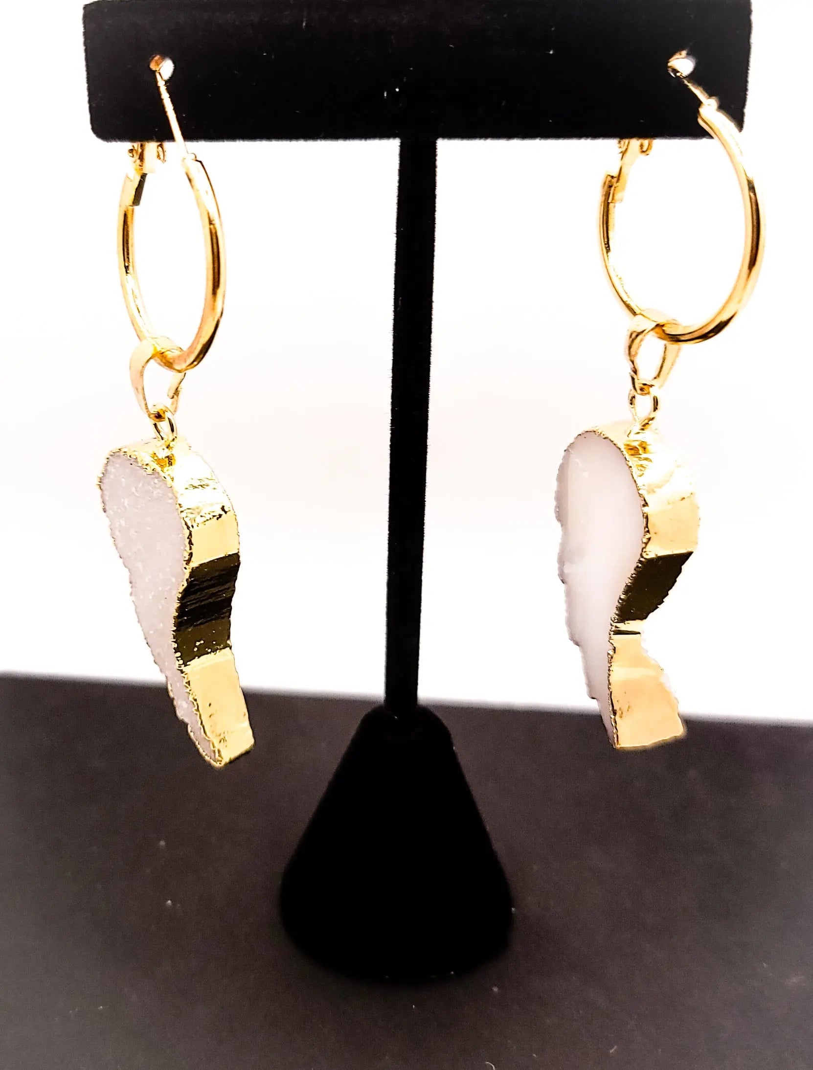 White Druzy Quartz Earrings 