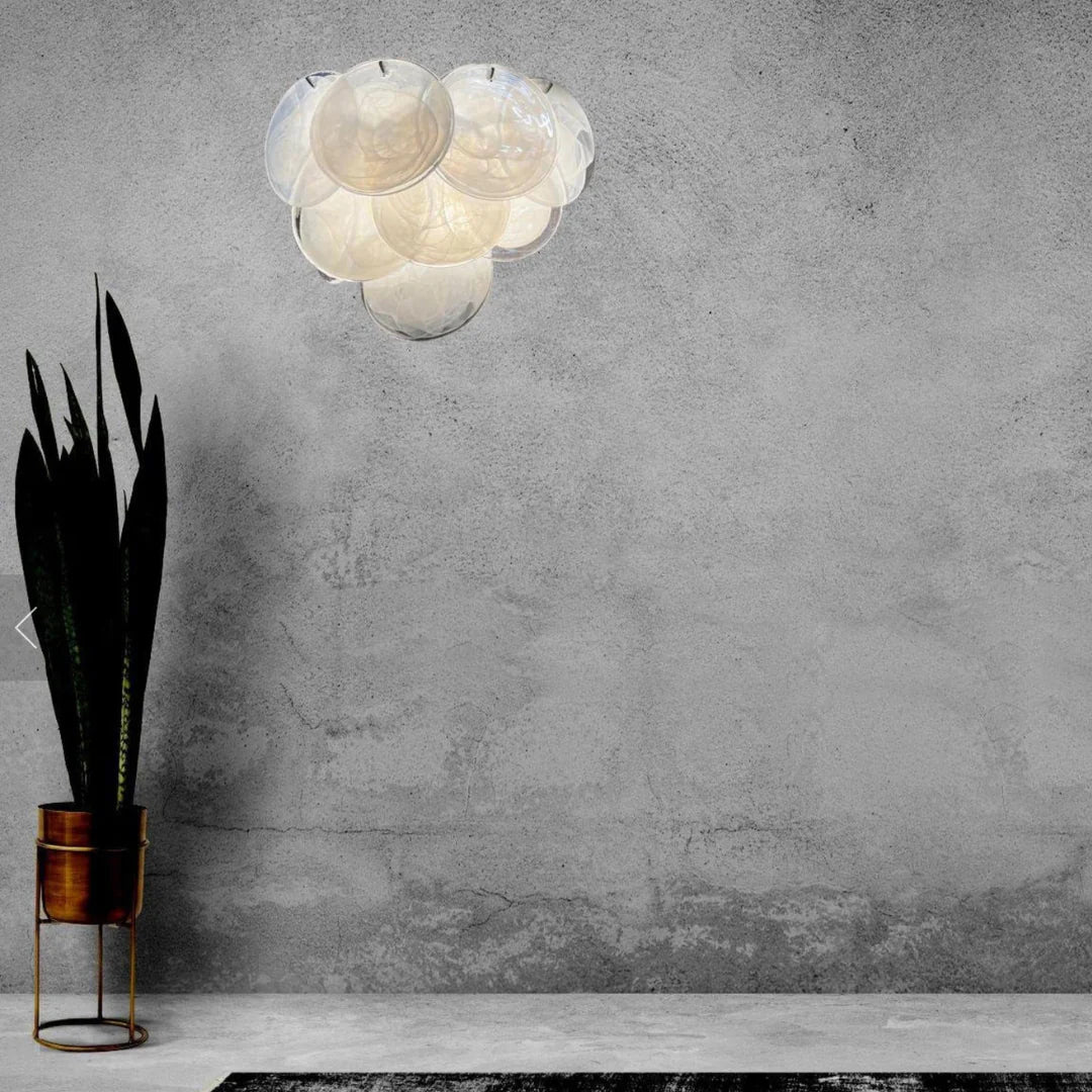 White Murano Disc Glass Wall Sconce