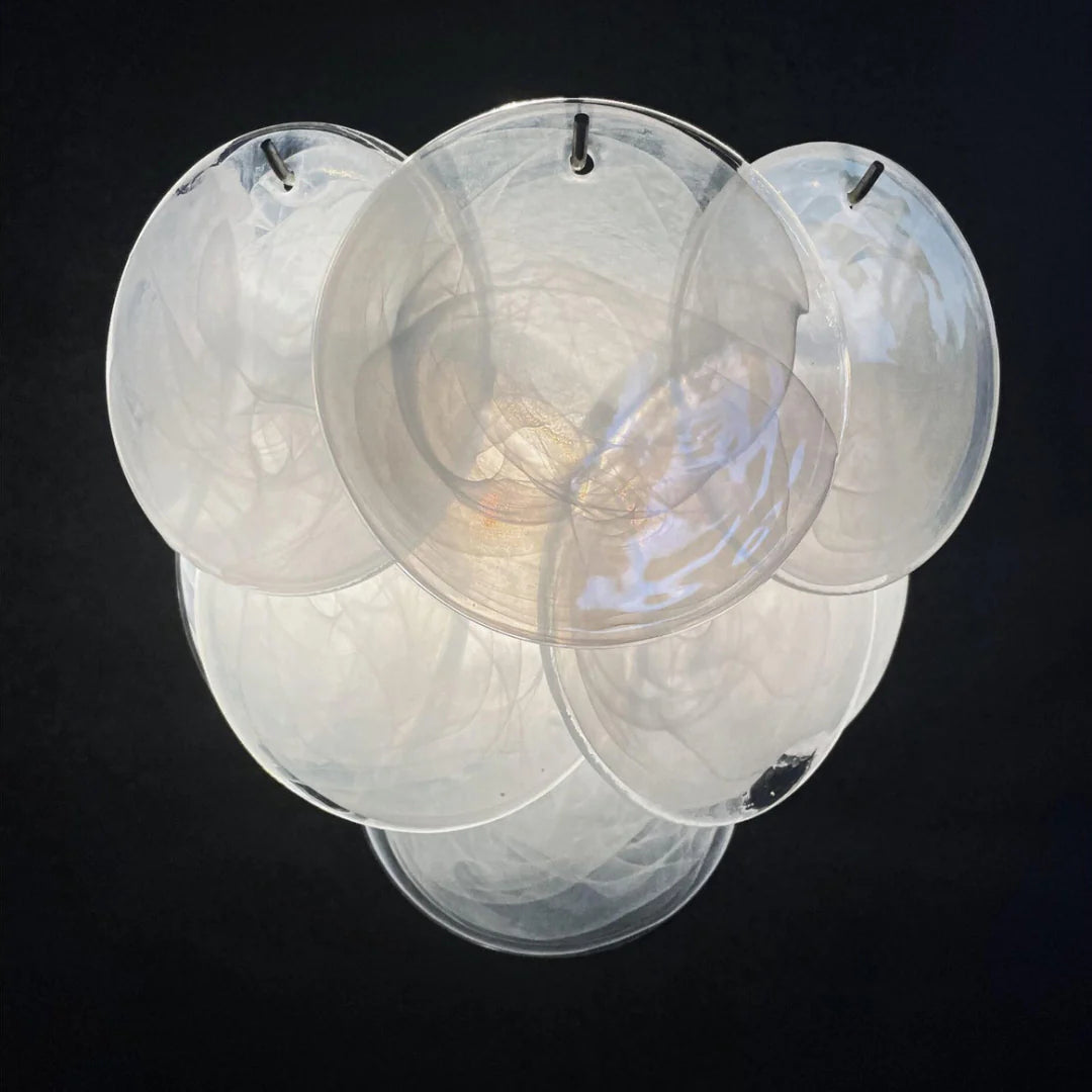 White Murano Disc Glass Wall Sconce