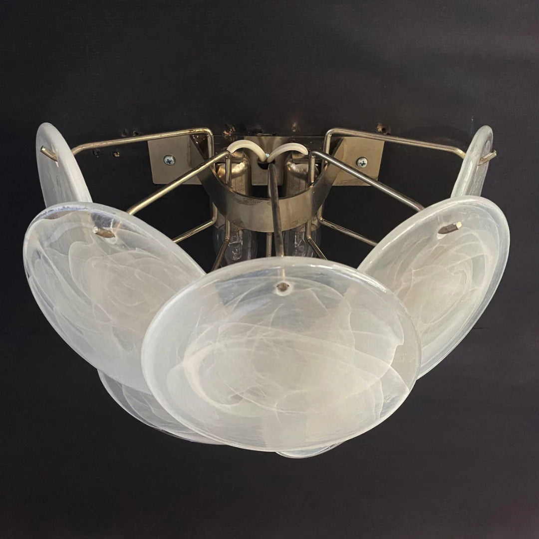 White Murano Disc Glass Wall Sconce