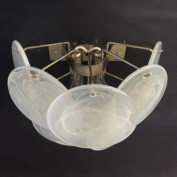 White Murano Disc Glass Wall Sconce