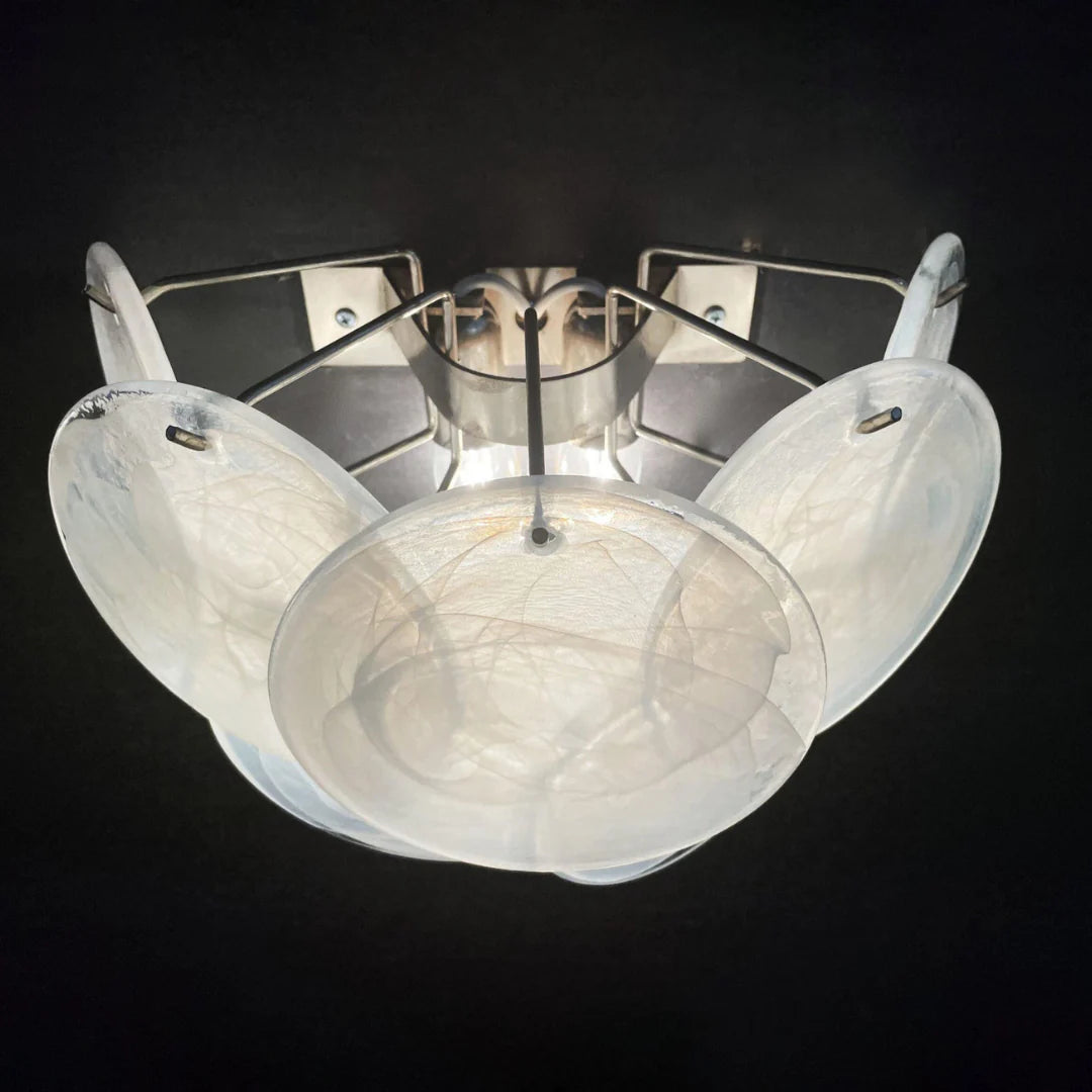 White Murano Disc Glass Wall Sconce