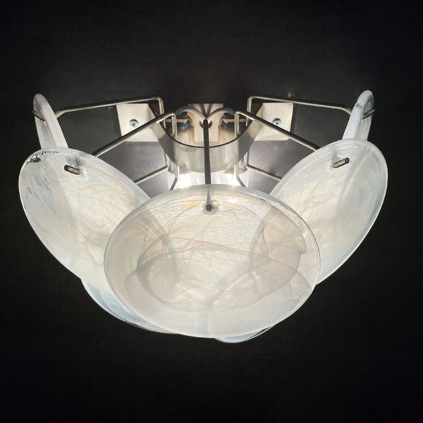 White Murano Disc Glass Wall Sconce