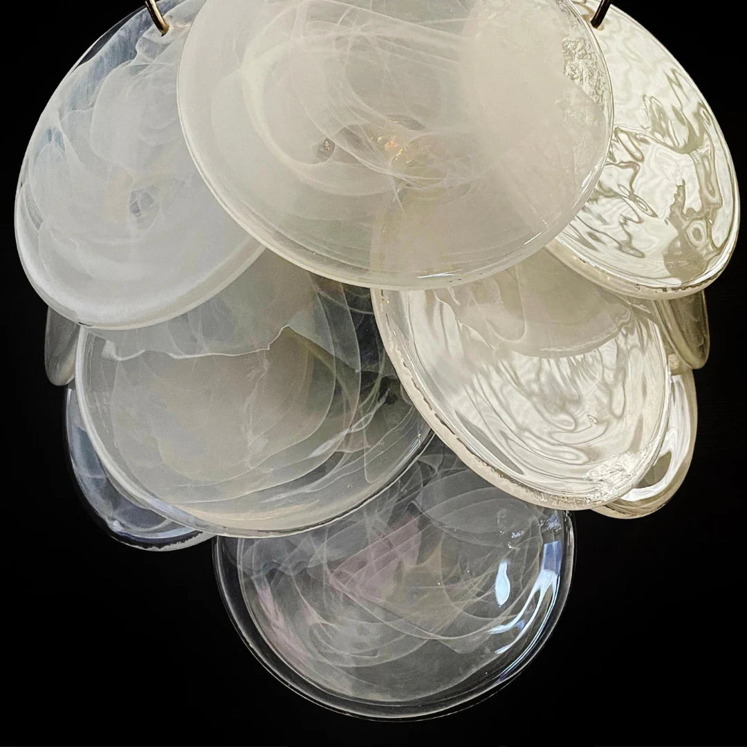 White Murano Disc Glass Wall Sconce