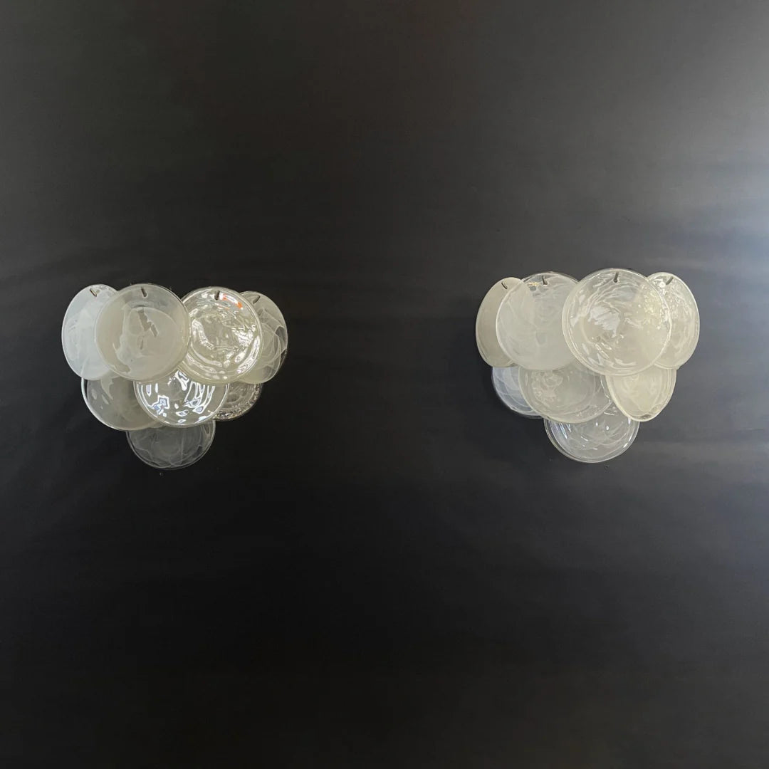 White Murano Disc Glass Wall Sconce
