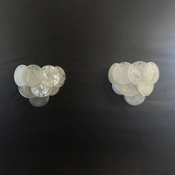 White Murano Disc Glass Wall Sconce