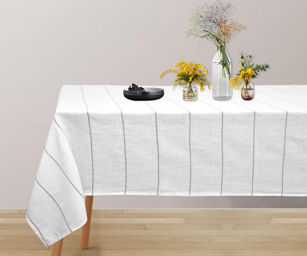 Rectangle Tablecloth - Striped Linen Tablecloth