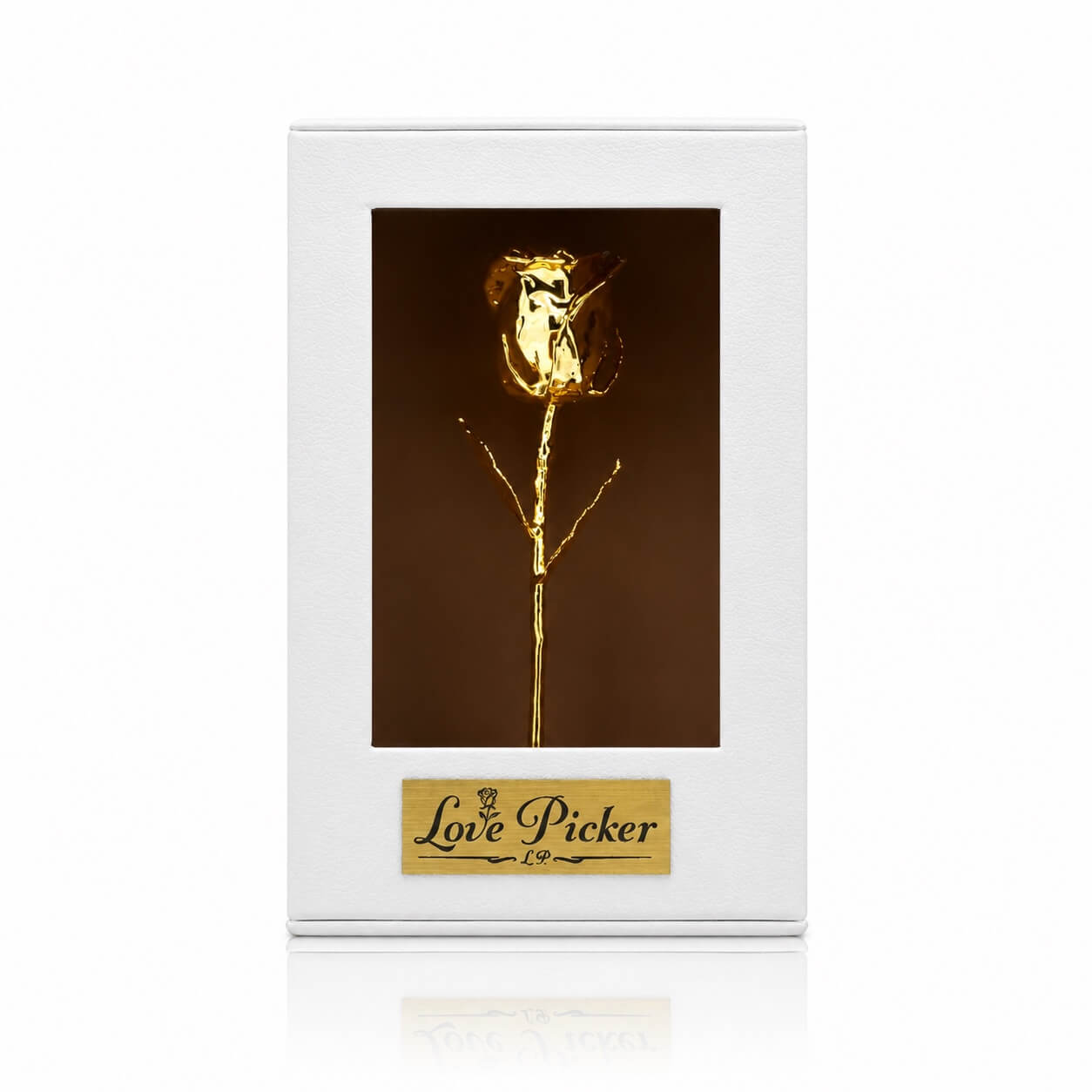 24K Gold Rose in Standing Clear Window Display Box | LovePicker