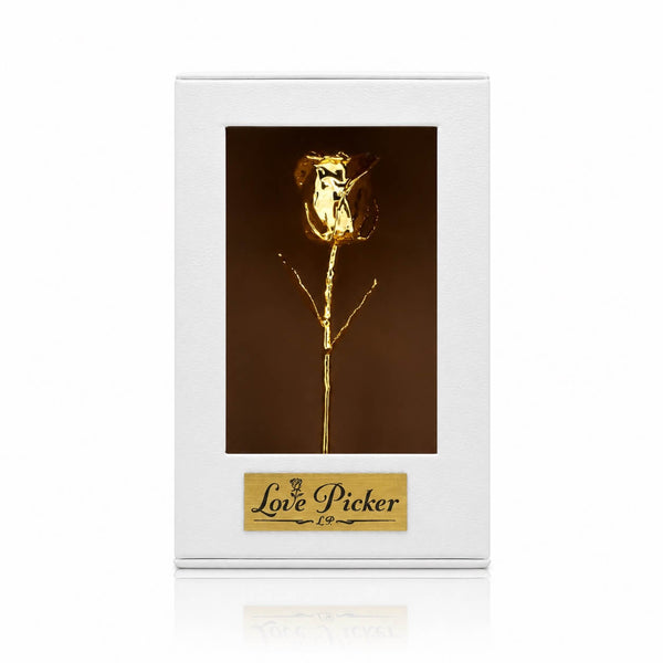 24K Gold Rose in Standing Clear Window Display Box | LovePicker