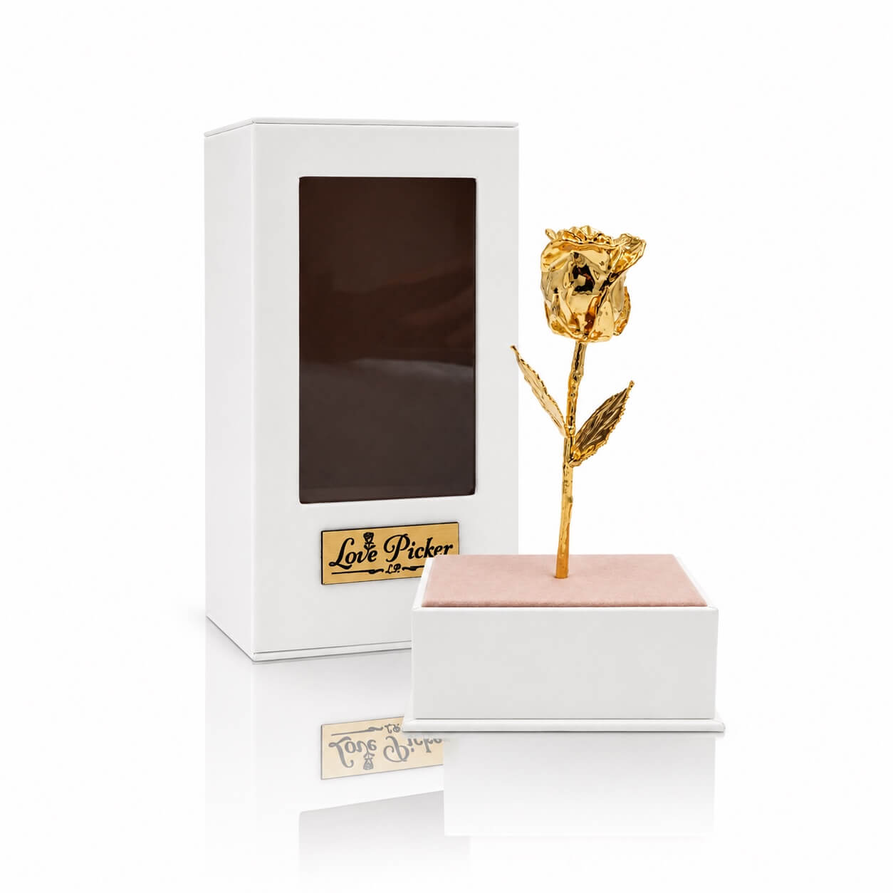 24K Gold Rose in Standing Clear Window Display Box | LovePicker