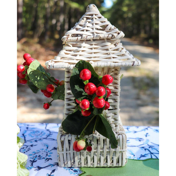 White Rattan Pagoda Lanterns – Set of 2