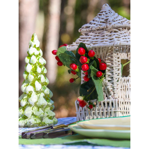 White Rattan Pagoda Lanterns – Set of 2