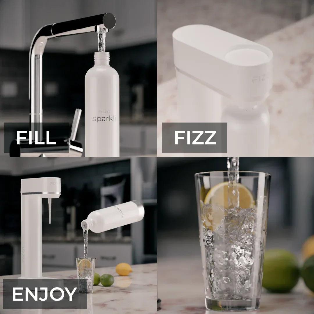 Fizzit Spärklï Carbonated Water Soda Maker with Stainless Steel Bottle Included - Gifts for You 'n Me