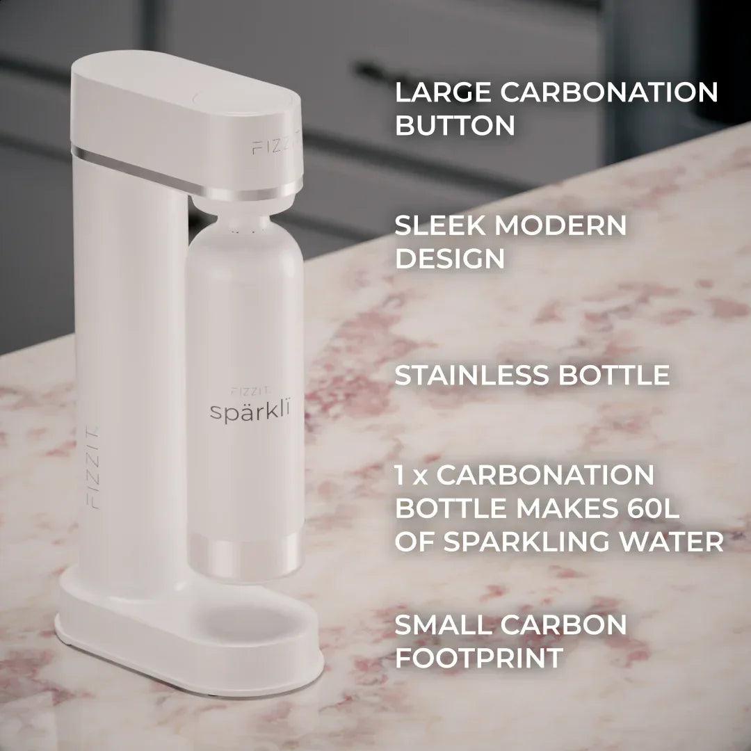 Fizzit Spärklï Carbonated Water Soda Maker with Stainless Steel Bottle Included - Gifts for You 'n Me