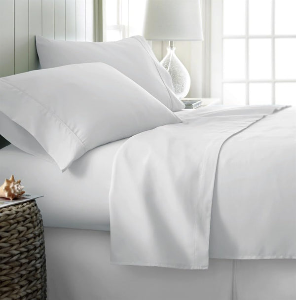 4-Piece 100% Cotton Solid Sheet Set – 300 Thread Count, Luxury Extra Soft