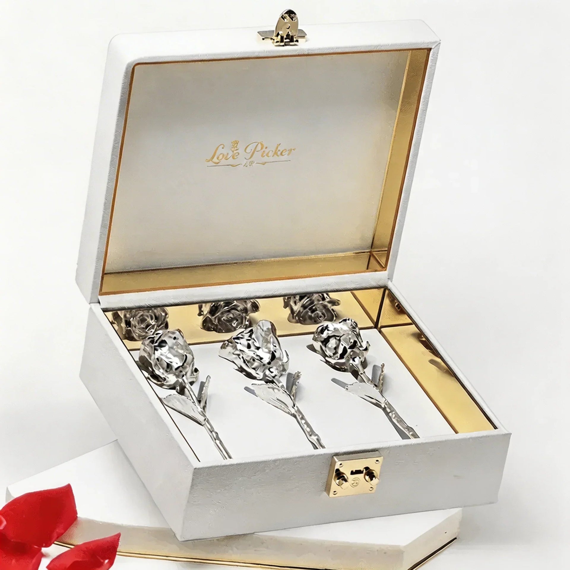 NEW - Engraved 3 Gold Dipped Roses 7