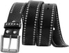 Wide Black Studded Leather Belt - Punk Rock Rivet Waist Belt for Jeans & Streetwear