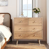 Wide Wooden Dresser with 4 Drawers for Bedroom Living Room-Natural