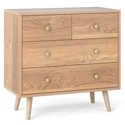 Wide Wooden Dresser with 4 Drawers for Bedroom Living Room-Natural