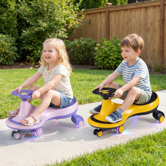 Wiggle Car Ride-on Toy with Flashing Wheels-Purple