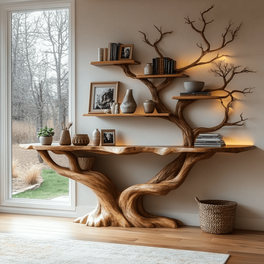 Willowcrest Solid Wood Console Table with Shelves