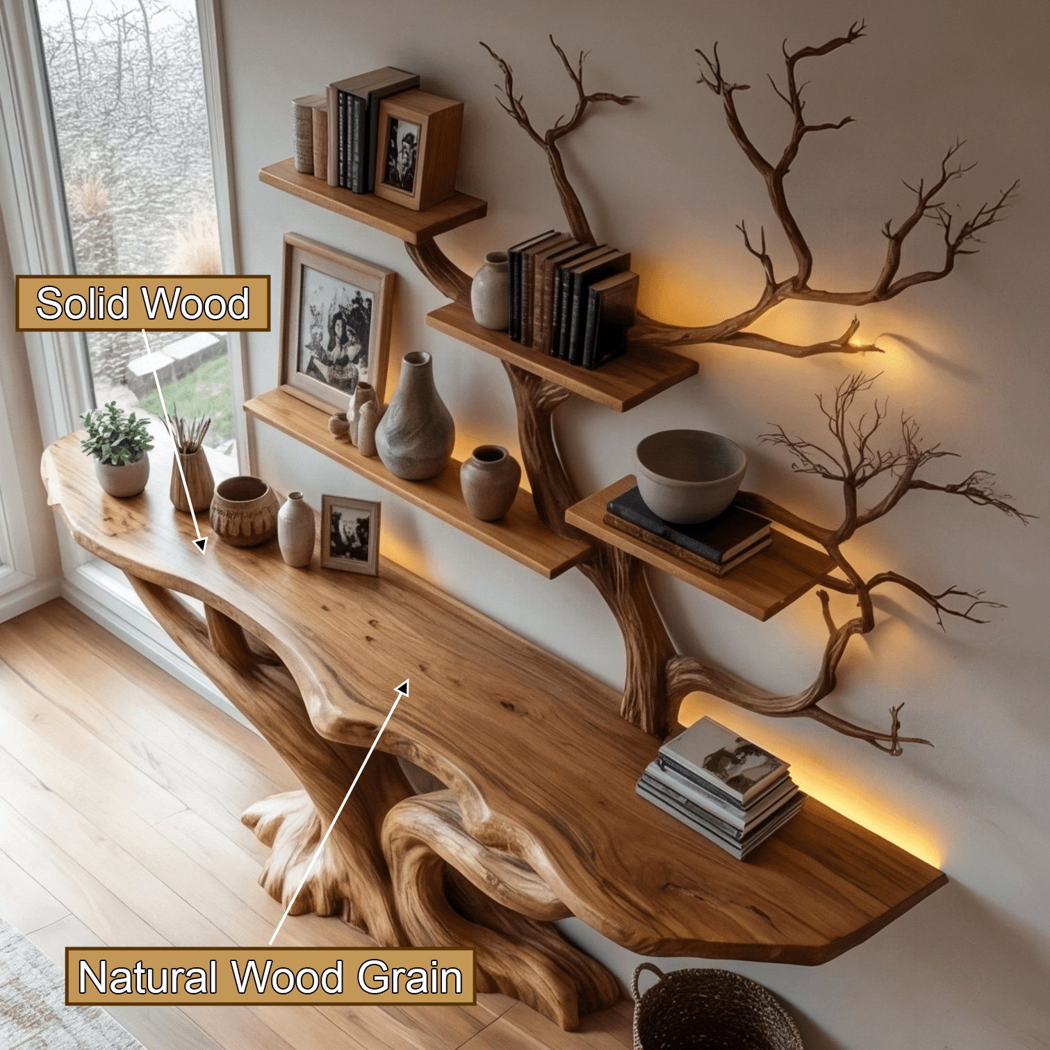Willowcrest Solid Wood Console Table with Shelves