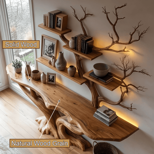 Willowcrest Solid Wood Console Table with Shelves