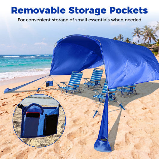 Wind Powered Beach Tent Portable Sun Shelter Canopy for Picnic-Navy