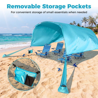 Wind Powered Beach Tent Portable Sun Shelter Canopy for Picnic-Blue