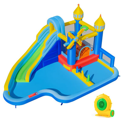Windmill-themed Inflatable Water Slide Park with Jumping Area and Blower