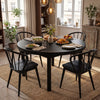 Windsor Dining Chairs Set of 4 with Spindle Backrest-Black