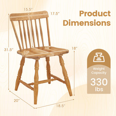 Windsor Dining Chairs Set of 2 with Curved Spindle Back-Natural